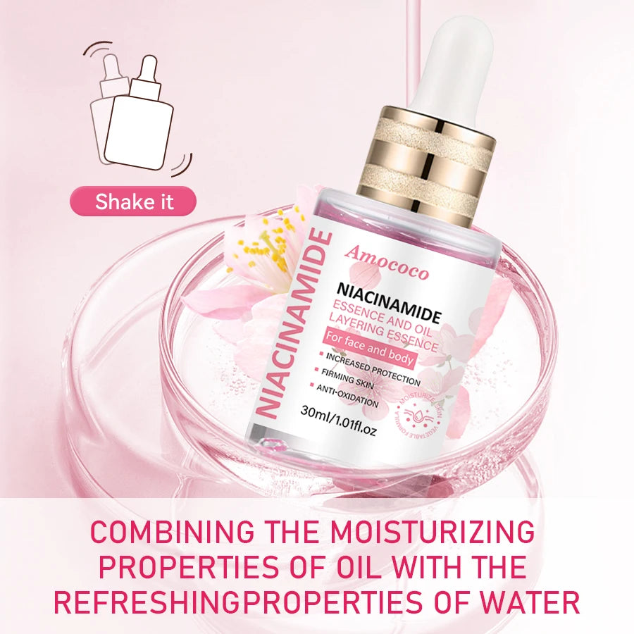 Amococo 2pcs Turmeric Niacinamide Serum Oil 30ml Water Oil Layered Essence for Face and Body Moisturizing Facial Serum with Vitamin C Hyaluronic Acid Turmeric Extract Niacinamide Lightweight Daily Skin Care