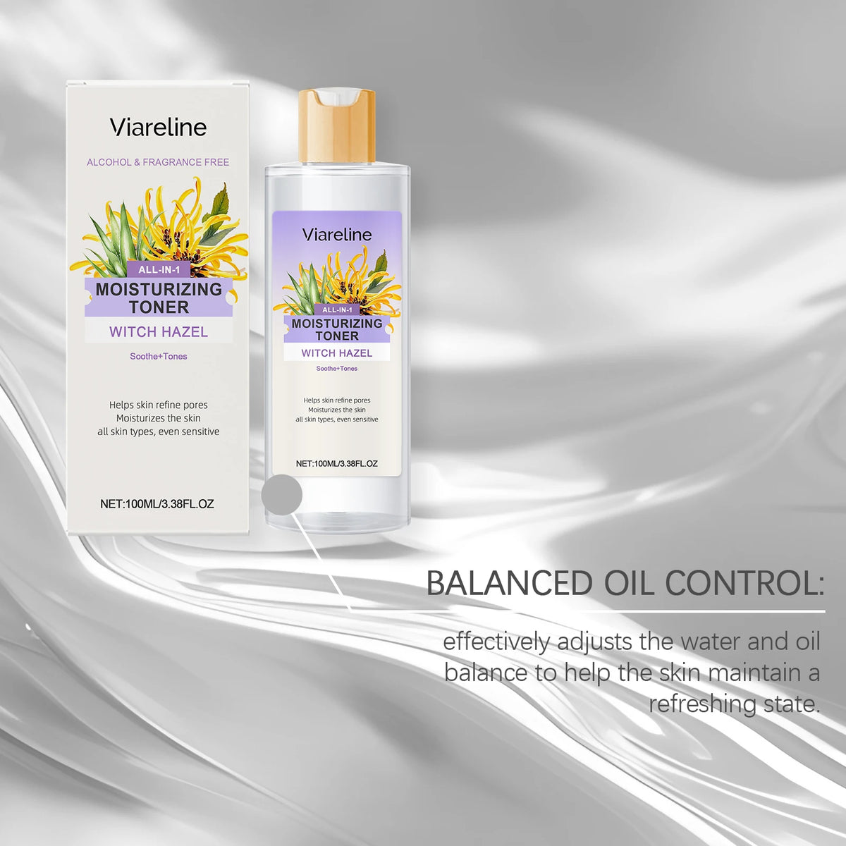 Witch Hazel Aloe Vera Facial Toner Moisturizing Sooth Dryness Evens out Redness Repair Skin Barrier After Sun Care Toner Serum