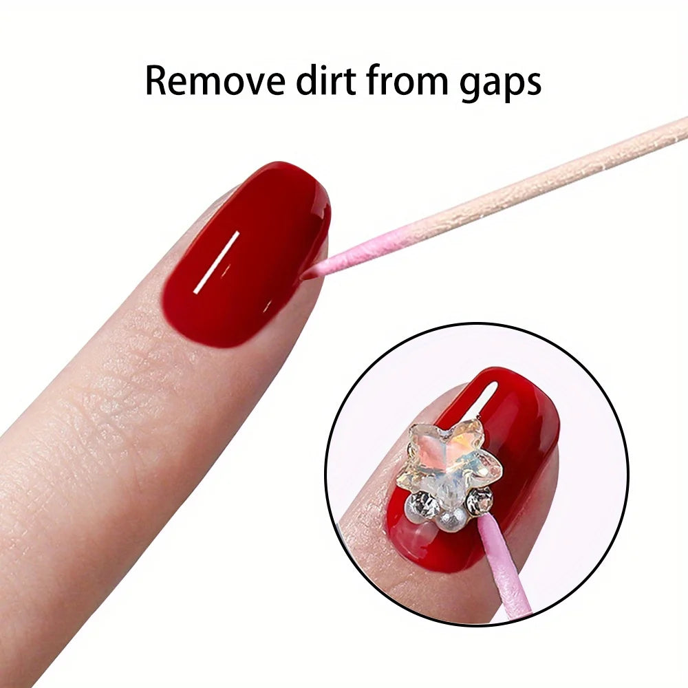 100/300/500Pcs Nails Wood Cotton Swab Clean Sticks Bud Tip Head Manicure Detail Corrector Nail Polish Remover Art Tool