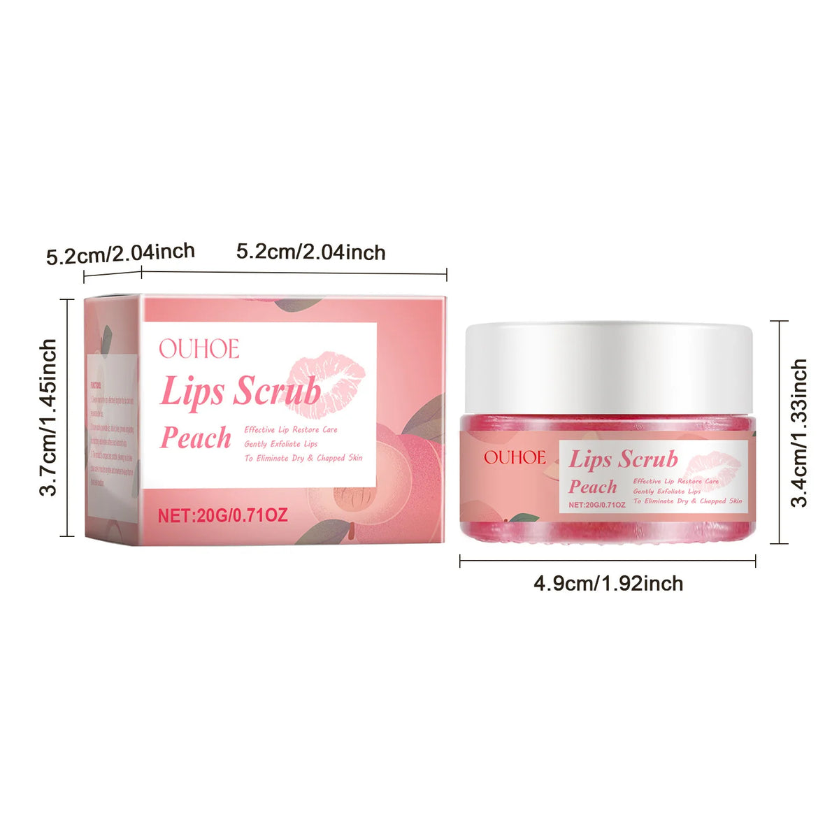 Peach Brightening Lip Scrub Exfoliating Pink Plumper Moisturize Smooth Skin Repair Lighten Fine Line Dead Skin Remover Lip Scrub