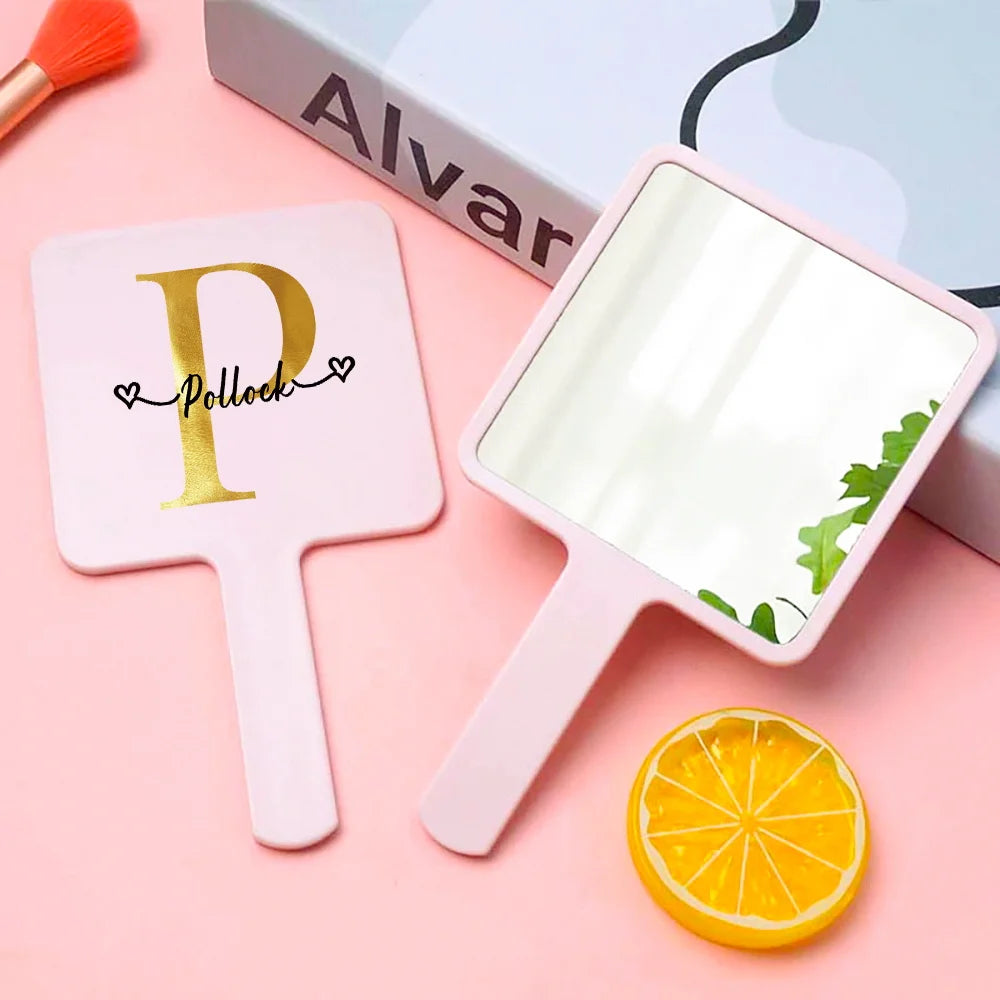 Customized Name Handheld Makeup Mirror Portable Vanity Mirror Personalized Compact Mirror Beauty Tools Engraved for Travel Use