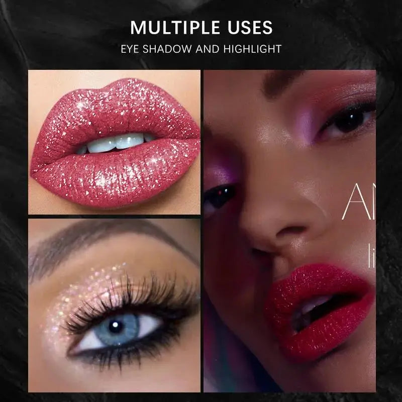 Halloween Diamond Glitter Matte Liquid Lipstick Long Lasting Waterproof Shiny Metal Lip Glaze On Stick Set