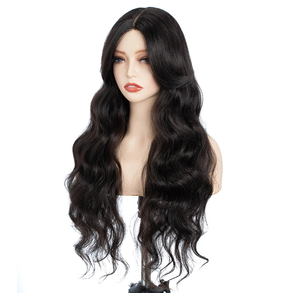 Synthetic Lace Wigs For Black Women Long 28 inch Body Wave Wavy Middle Part Lace Wig Ombre Blonde Brown Cosplay Wigs