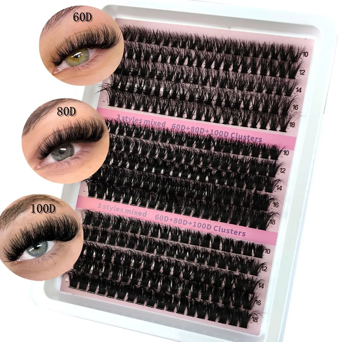 New 15Rows Fluffy Cluster Lashes 60D-160D Natural Thick Eyelash Clusters D/CC/DD Individual Lashes DIY Eyelashes Extension