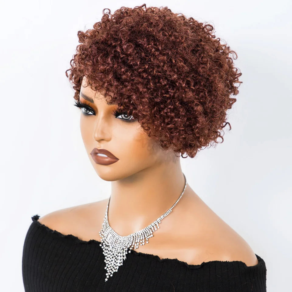 Lekker Short Pixie Cut Afro Kinky Curly Bob 100% Human Hair Wigs For Women Brazilian Remy Hair Full Machine Made Clearance Wigs