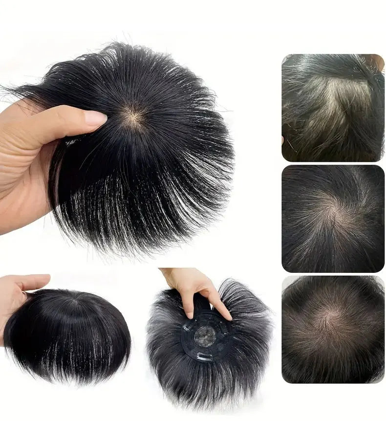 Mens Wig Human Hair Toupee Swiss Lace Pieces Wigs Natural Breathable Thinning Hair Cover-Up Forehead Balding Concealment