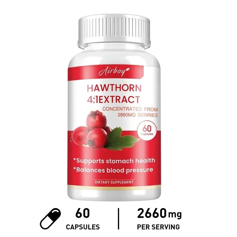 Hawthorn Berry Extract Capsule - Supports Digestive Health, Promotes Energy Production, Blood Circulation, and Boosts Immunity