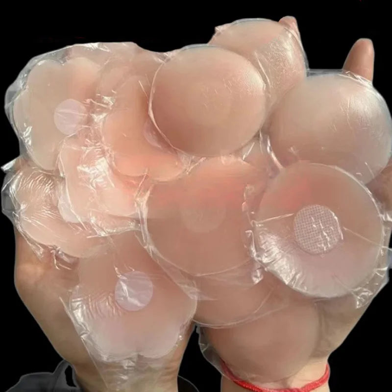 Round Reusable Breast Petals Lift Invisible Silicone Bra-less Pasties Pad Nipple Cover Invisible Petal Adhesive Stick on Bra