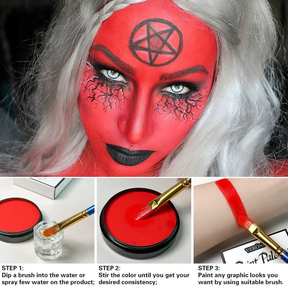 30g Monochrome Water Soluble Face Body Paint Vibrant DIY Makeup for Christmas Parties Long-Lasting Professional Quality Cosmetic