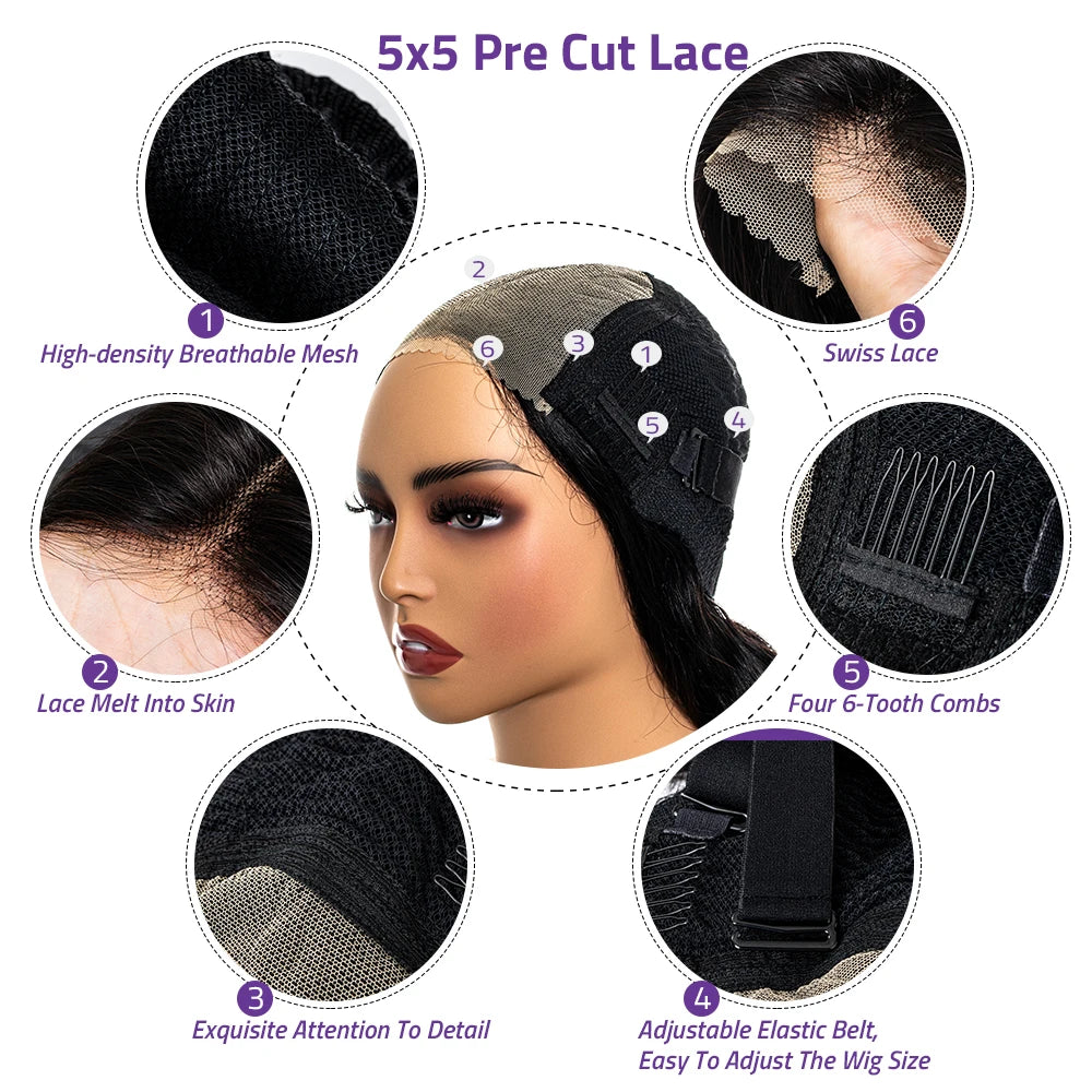 Deep Wave 13x6 HD Lace Front Human Hair Wig 200% Density Loose Water Curly 360 Full 5x5 Glueless Lace Frontal Wigs for Women