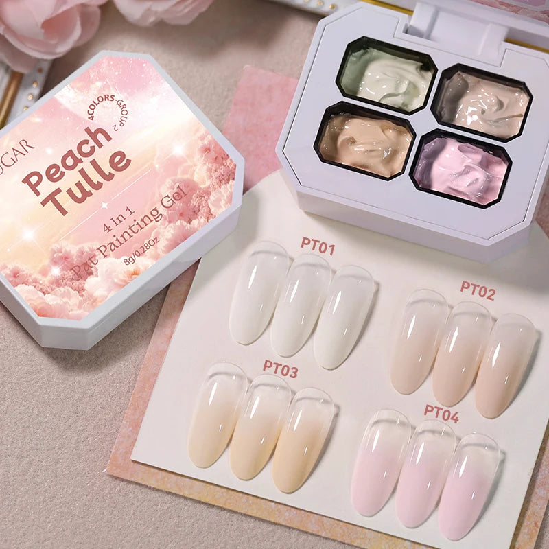 UR SUGAR 4 In 1 Pat Painting Gel Nail Polish Blooming Transfer Design UV LED Soak Off Gel Varnish Gradient Patting Gel Palette