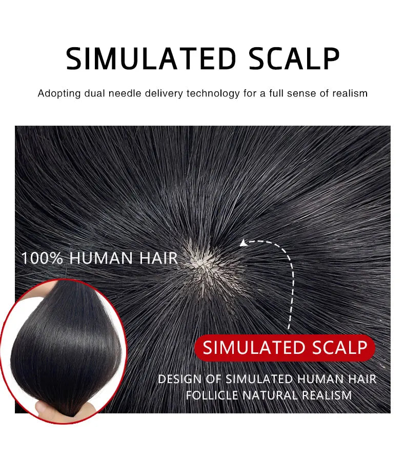 Mens Wig Human Hair Toupee Swiss Lace Pieces Wigs Natural Breathable Thinning Hair Cover-Up Forehead Balding Concealment