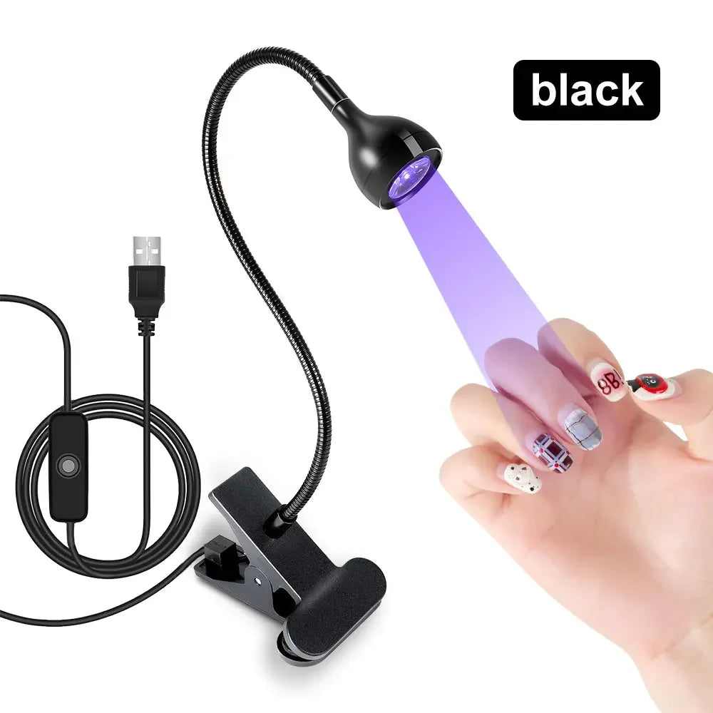 UV LED Light for Nails Polish Drying Lamp 360 Flexible Clip-on Desk Clip Mini USB Portable Nail Dryer Manicure Salon Tools