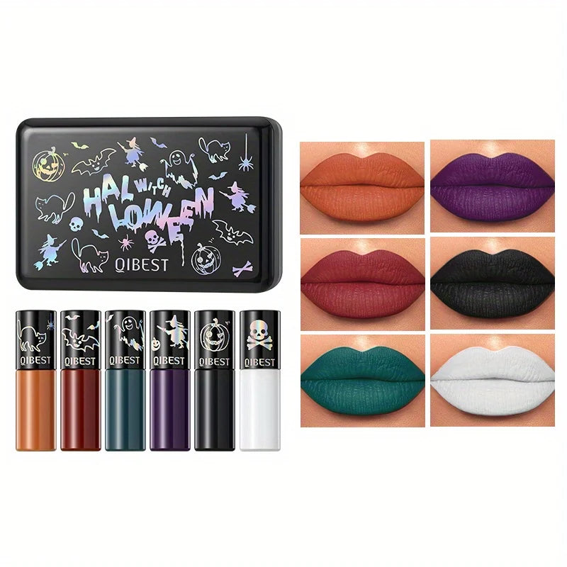 Halloween Matte Lip Glaze Set Lipstick Vampire Velvet Not Fading Lip Makeup