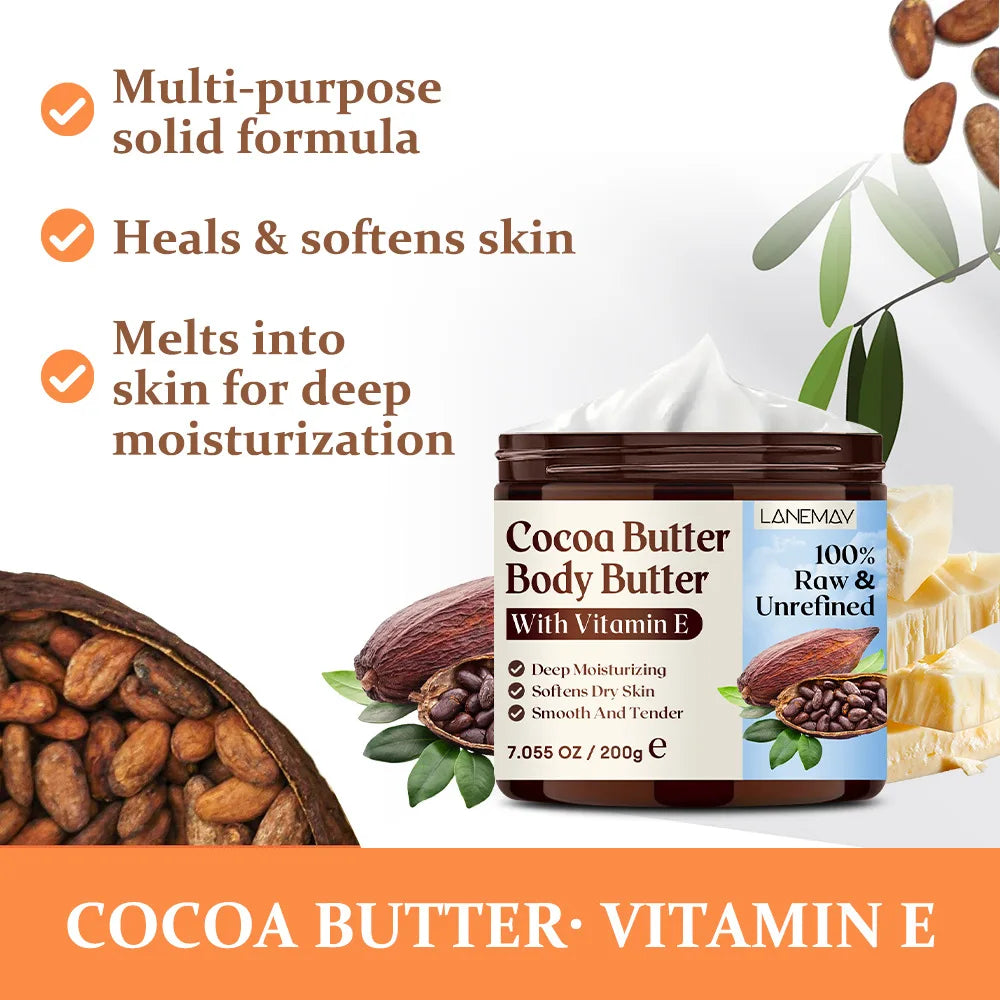 200g/7.05OZCocoa butter 100% RawUltra-Moisturizing Butter to Deeply Hydrate & Condition Skin, Promotes Smooth Skin Tone&Texture