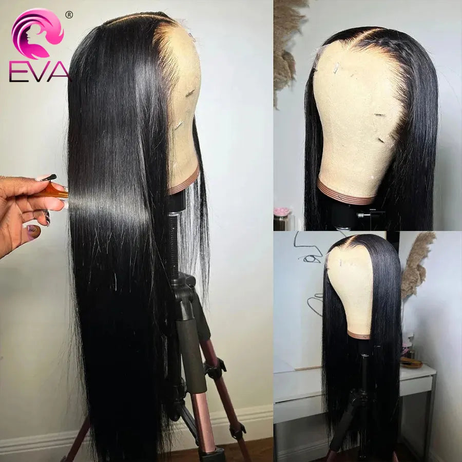 Eva 13x6 HD Lace Full Frontal Wig Silky Straight 180% Pre Plucked HD Lace Wig Invisible HD Lace Melt Skins Glueless Closure Wig