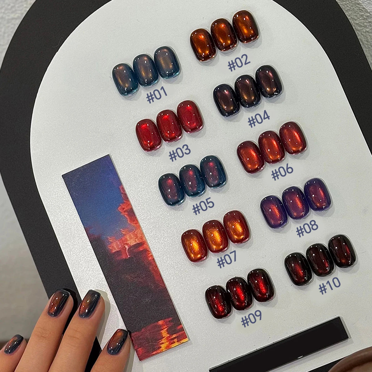 10ML 1-10pcs Christmas Red Nails Gold Black Nails Fiery 10-Color Glass Bead Cat Eye Gel Nail Polish Fine Powder Super Shimmering