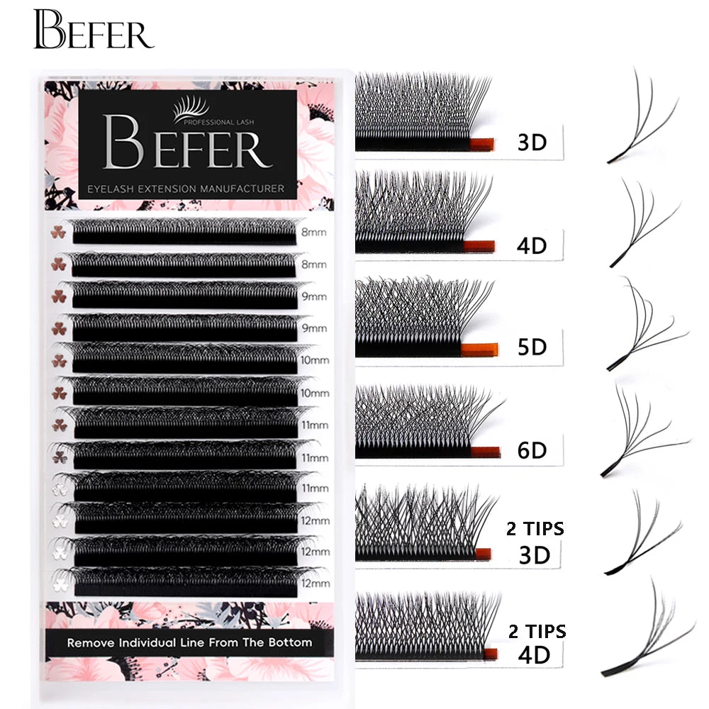 Befer Cilios YY/3D/4D/5D/6D W Shaped Fake Eyelashes Extension Technologic Fiber High Quality Soft Natural Professional