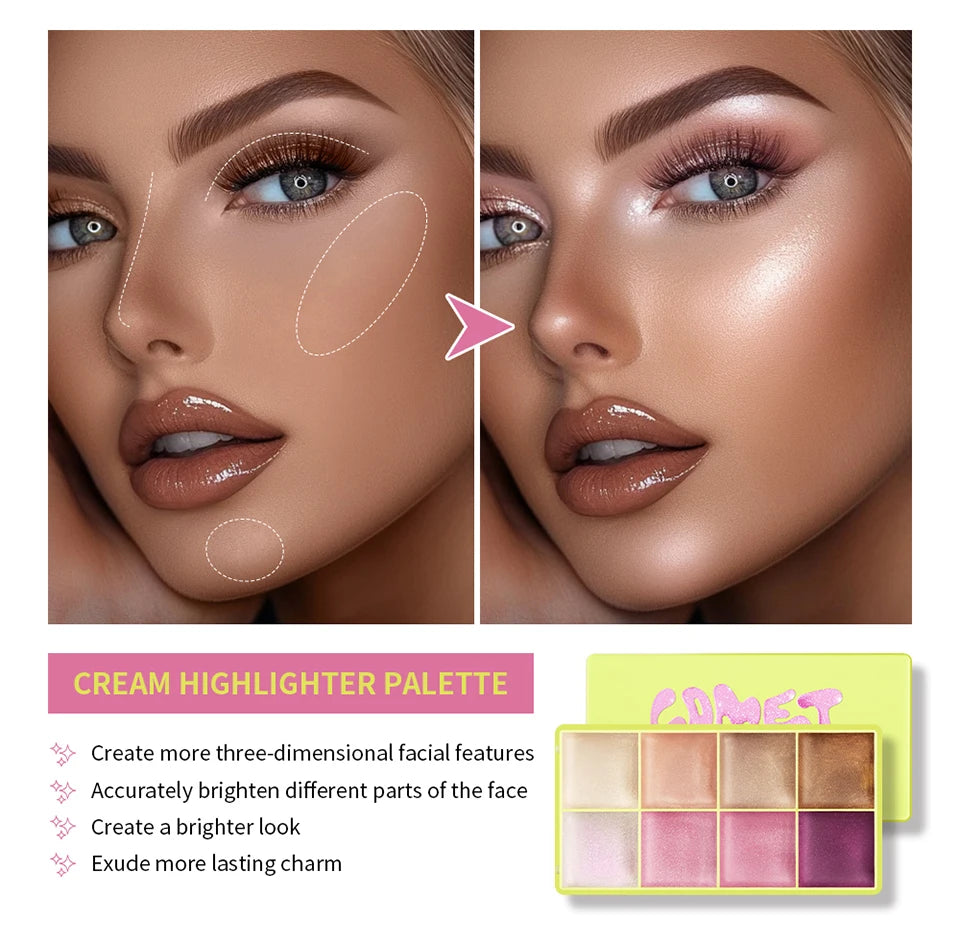 8 Shades Eyebrow Blush Palette With 3Pcs Makeup Brushes  Matte Shimmer Shadow Long Lasting Cosmetics Halloween Makeup Set
