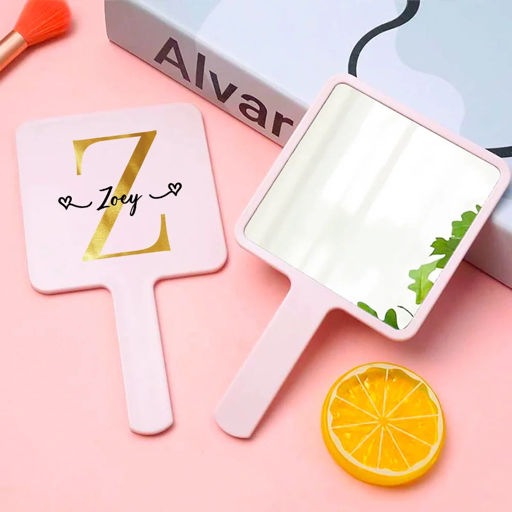 Customized Name Handheld Makeup Mirror Portable Vanity Mirror Personalized Compact Mirror Beauty Tools Engraved for Travel Use