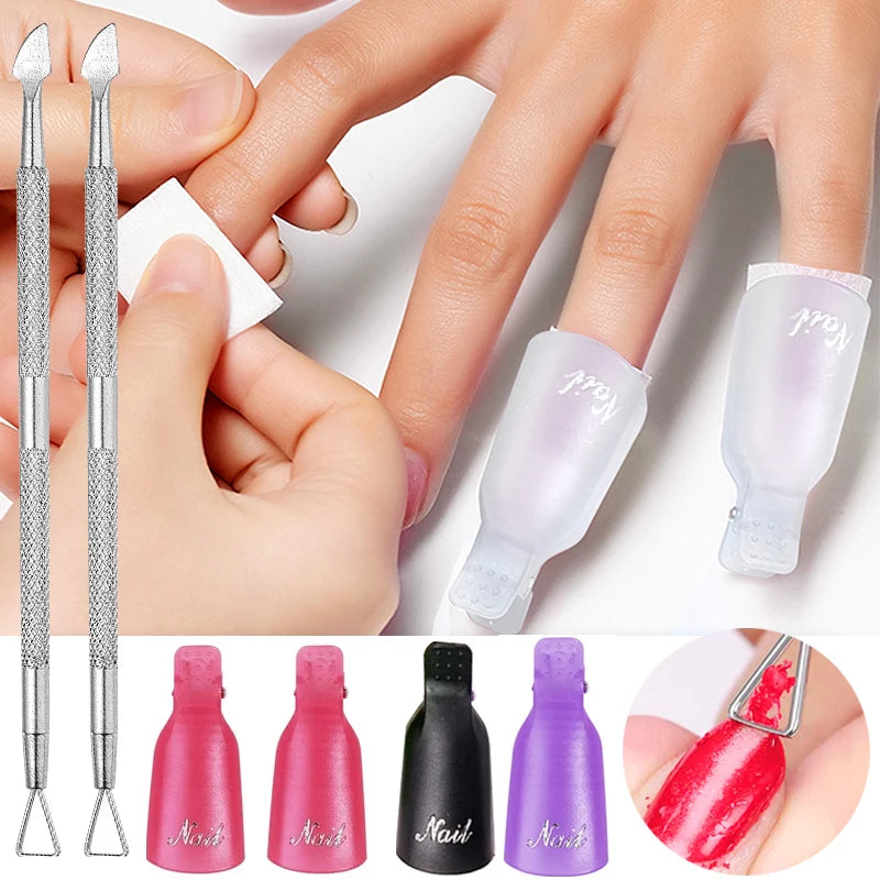 10Pcs UV Gel Polish Remover Clips Colorful Acrylic Nail Art Soak Off Cap Clips Nails Cleaning Manicure Finger Wrap Remover Tools