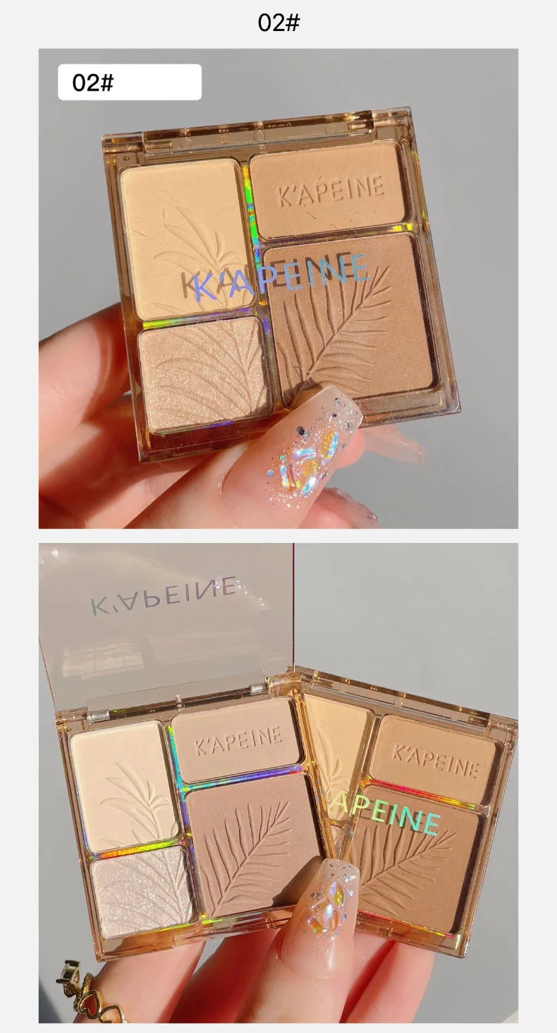 4Colors Matte Highlighter Contour 3D Facial Bronzer Brightening Glitter Highlight Palette Eye Shadow Nose Powder Makeup Cosmetic