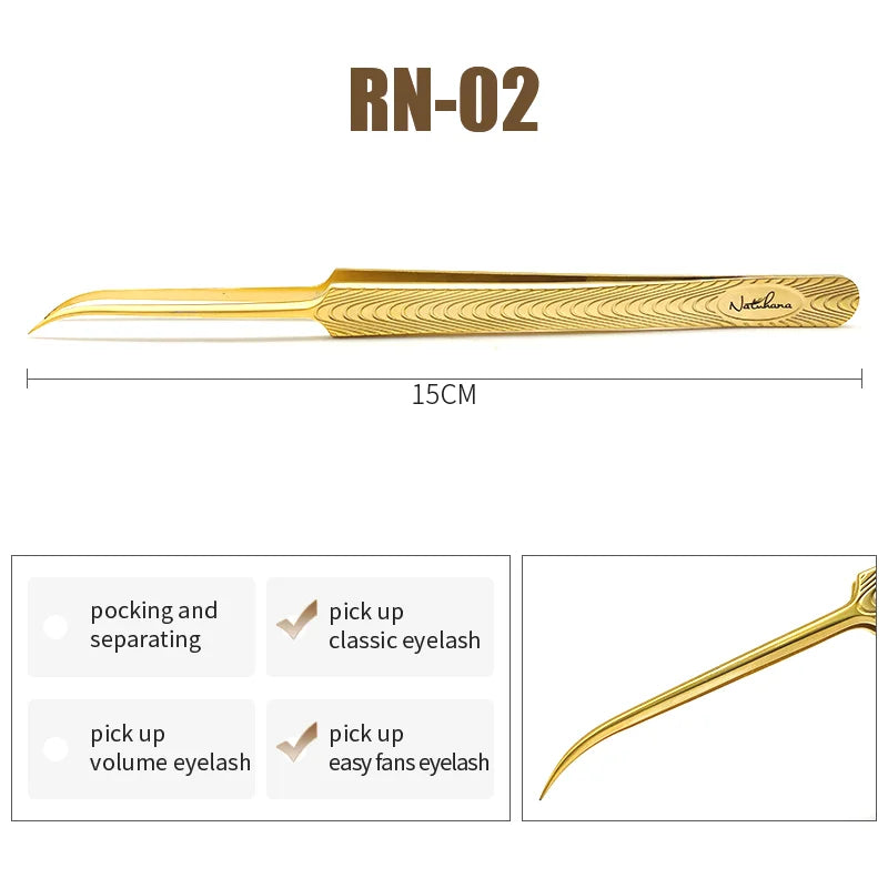 NATUHANA Professional for 3D Tweezers Stainless Steel Volume Eyebrow Tweezer False Eyelash Extension Tweezers for Makeup Tools