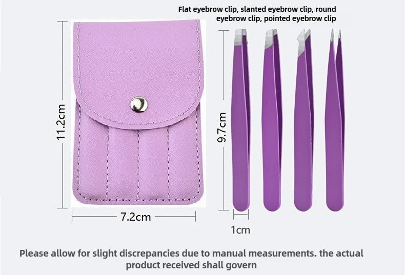 1/4pcs Stainless Steel Tweezers Kit Eyebrow Eyelash Tweezers with Storage Bag Hair Removal Tweezers for Beauty Salon&Home Use