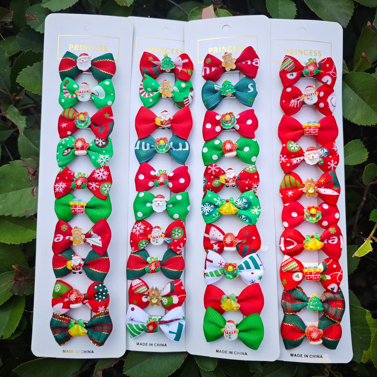 20Pcs Christmas Pet Hair Clips Santa Snowman Bowknot Dog Cat Hair Barrettes Puppy Kitten Holiday Party Grooming Hair Accessories
