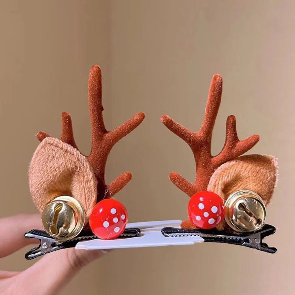 1 Pair Christmas Antler Hair Clips, Christmas Hair Decoration for Children, Deer Ear Headbands, Adult Headwear Hair Accessories