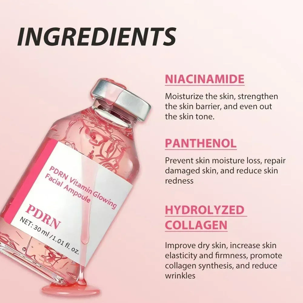 Deep Collagen Peptide Pink PDRN Ampoule Essence Intensive Brightening Moisturizing Firming Smooth Fine Lines Daily Facial Care