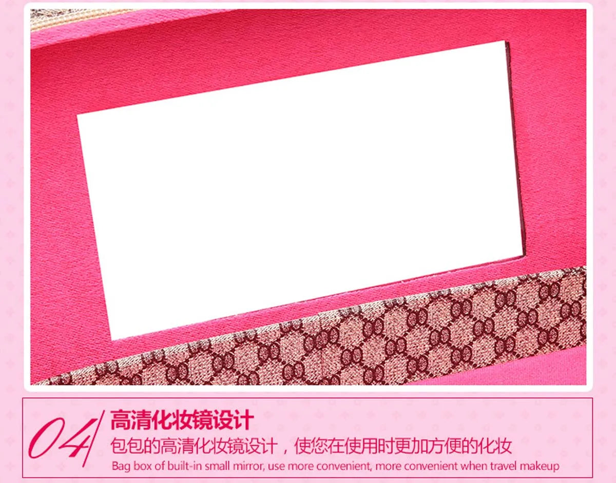 Large capacity new makeup bag Travel portable makeup case Portable high-end PU leather cosmetics storage bag cute bear pattern