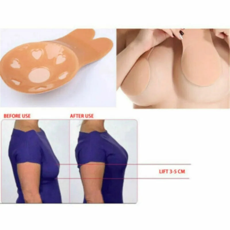 Women Breast Lifting Stickers Push Up Bras Silicone Invisible Chest Strapless Breast Rabbit Lift Up Tape Nipple Cover Bra Pads