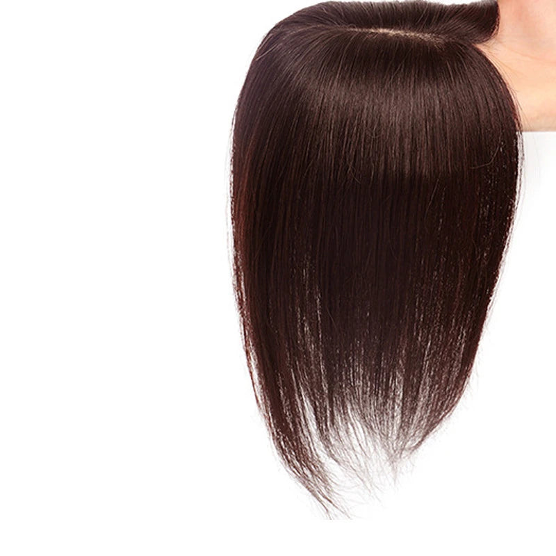 Straight Hair Topper Toupees Addbeauty Silk Base Human Hair Piece for Women 100% Remy Human Hair Clip in Hair Extensions Natural