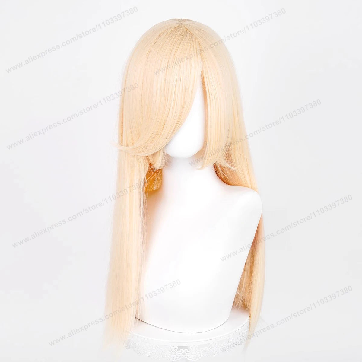 60cm Long Straight Cosplay Synthetic Wig With Bangs Golden Yellow Green Blonde Purple Heat Resistant Hair Anime Wigs + Wig Cap