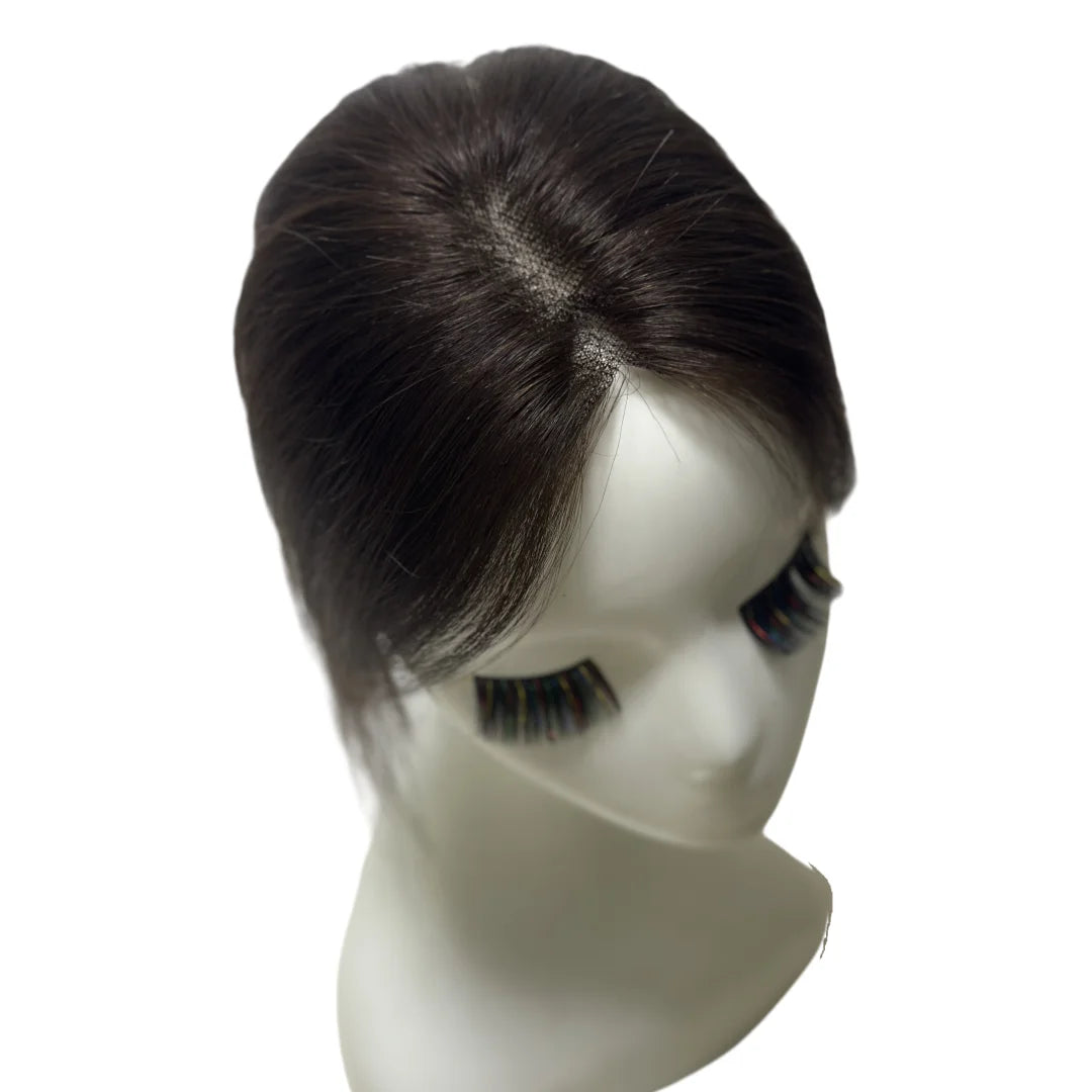 Ultra-Thin Mesh Hair Toppers 8x11cm Clip-In Bangs Hairpiece for Women Fluffy Real Hair Increase Volume Cover White Hair