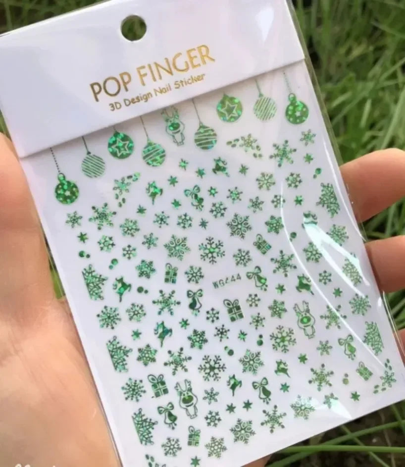 5D White Snowflakes Embossed Nail Art Stickers Winter Charm Decals Self Adhesive Christmas New Year Slider Decoration Manicure