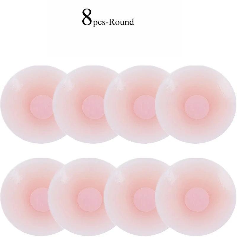 Reusable Breast Petals Lift Invisible Silicone Bra-less Pasties Pad Nipple Cover Invisible Petal Adhesive Stick on Bra 2-12pcs