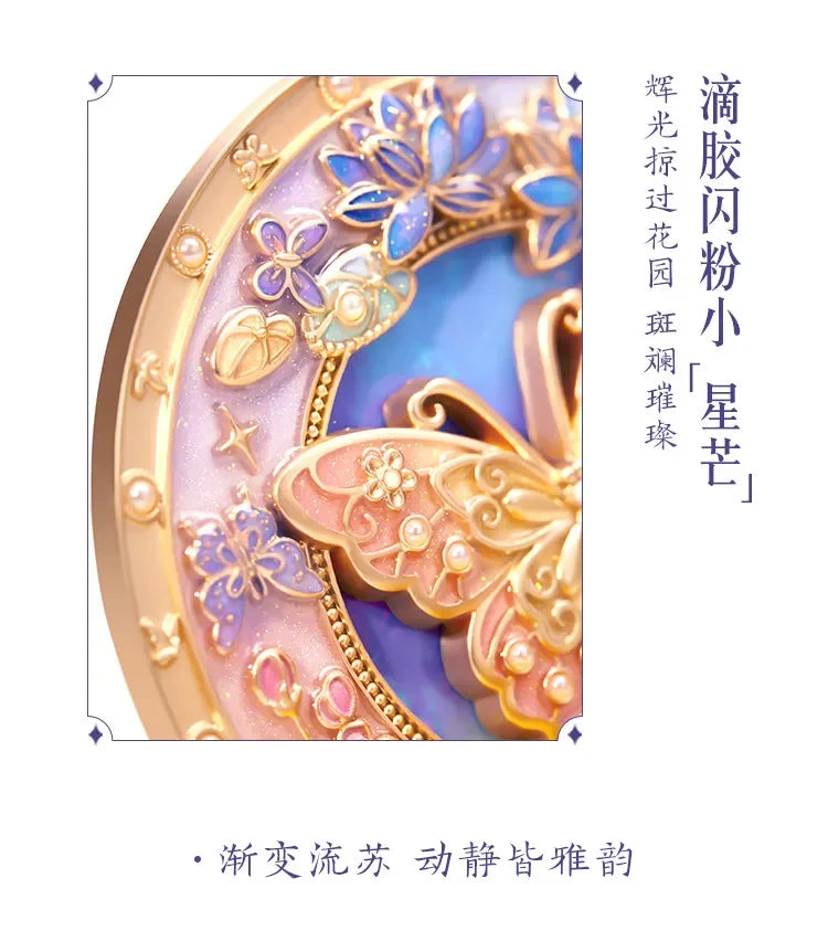 Dream Butterfly Luminous Pocket Makeup Mirrors Floral Butterfly Engraved Design,Portable Folding Mirror Birthday Gift