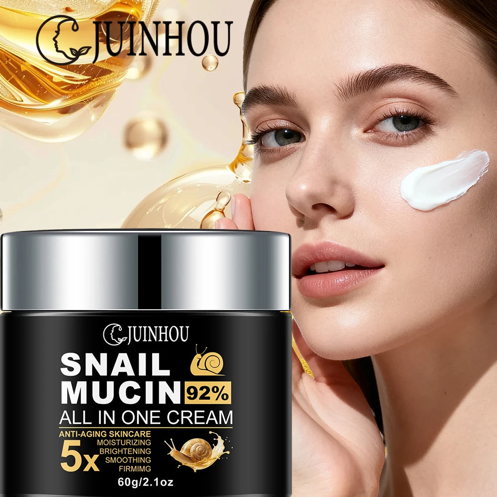 JUINHOU Snail Extract Face Hydration Cream Skin Barrier Care Glowing Complexion Soft Skin Non Greasy Day Night Facial Moisturize