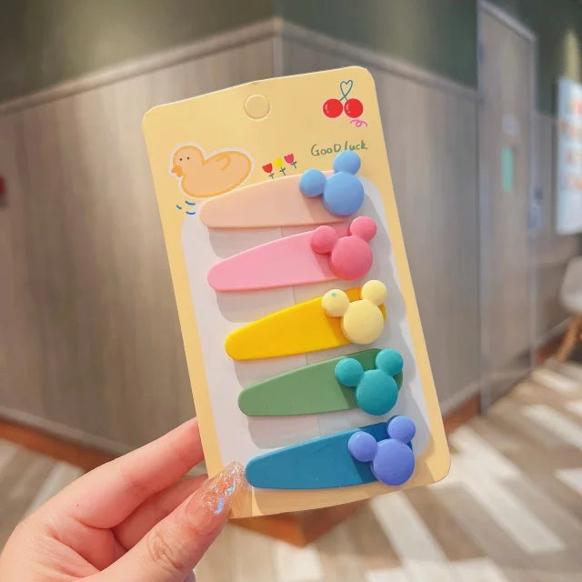 2026 New 5PCS/SET Korean Sweet Style Cute Bow Cloud Wave Hair Clips  No Hurt Hair BB Clips for Baby Girls Toddler Accessories