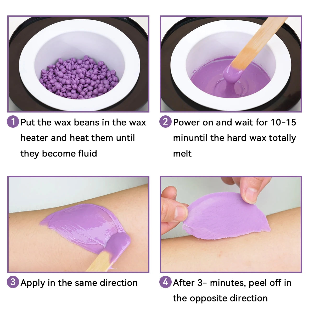WEWAX 450g Hard Wax Beads Family Pack, Premium Brazilian Lavender Scented Beeswax Wax Beans, Strong Adhesion, Precise Paperless Quick Hair Removal, for Full Body Bikini Area Hands Legs, Normal Skin, Salon Home Body Care Wax,