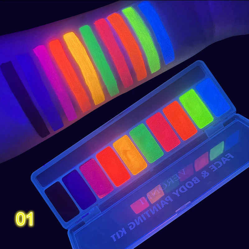 10 Colors Luminous Pigments, Luminous Neon Makeup Facial Painting,Suitable for Children and Adults for Halloween and Party