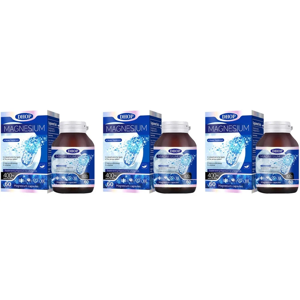 DHOP Magnesium Capsules 400mg 60 Count Bone Health Muscle Function Sleep Wellness Nervous System Support Supplement for Adults