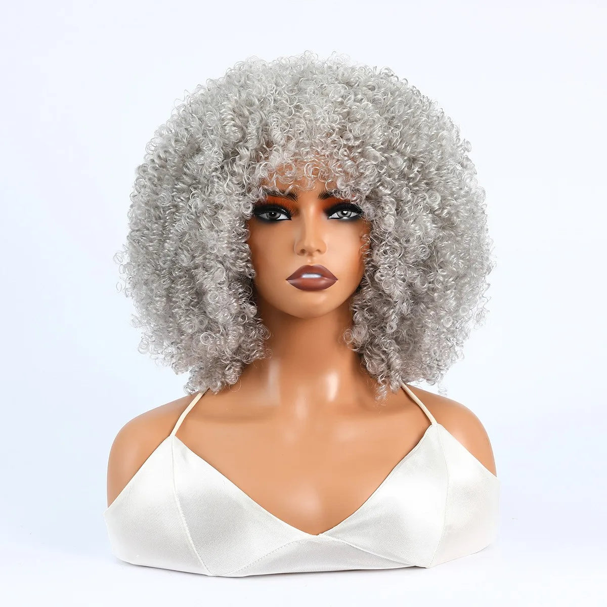 Synthetic 1 Piece 16 Inch Exploded Head Curly Wig, Synthetic Fiber Wig, Comfortable and Breathable Snapback Mesh Cap