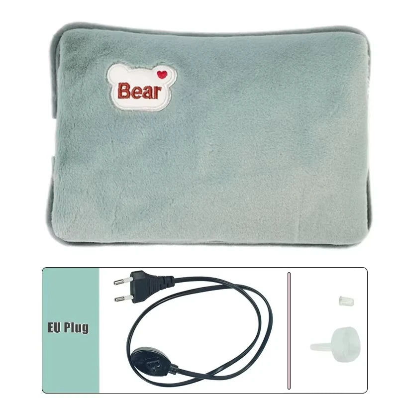 European Standard Plug Winter Warm Handbag Hot Water Bag, Reusable Plush Electric Water Bag, Charging Heating Water Bag