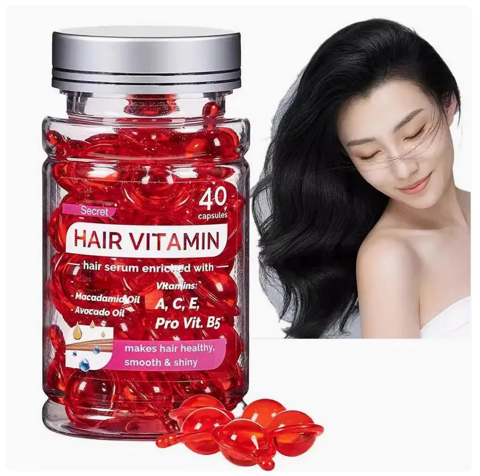 Amococo 6/8pcs Hair Vitamin Serum 40 Capsules Each Moroccan Oil Hair Oil Capsules Leave In Treatment with Macadamia Avocado Oil for Dry Frizzy Hair Smooth Shiny Hair Care
