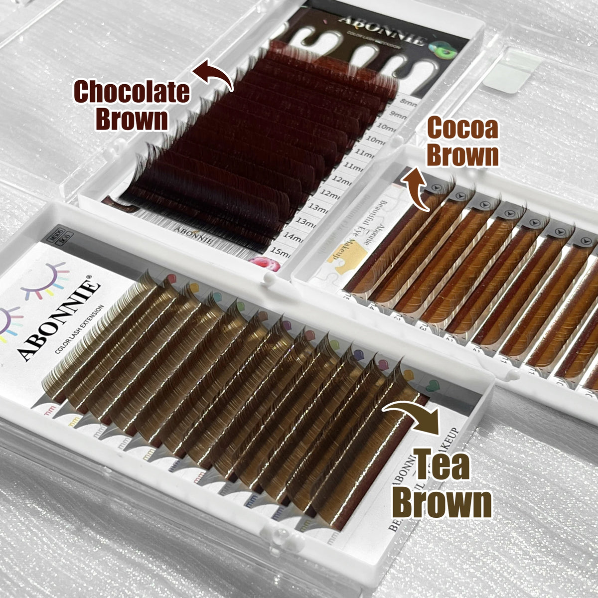 ABONNIE LB LC Curl Cocoa Brown Chocolate Brown Classic Eyelashes Extensions 0.05/0.07 Individual Soft Natural False Lashes