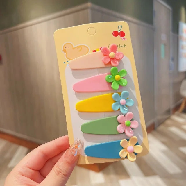 2026 New 5PCS/SET Korean Sweet Style Cute Bow Cloud Wave Hair Clips  No Hurt Hair BB Clips for Baby Girls Toddler Accessories