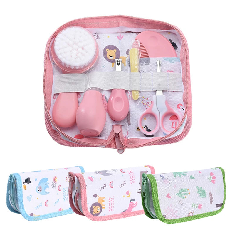 6Pcs Baby Care Kit+Storage Bag Nasal Aspirator Nail Scissors Hair Comb Brush Cleaning Tools Set Newborn Gift Kids Healthcare Kit